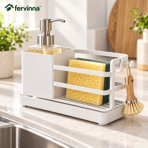 Fervinna All-in-One Sink Caddy with Soap Dispenser — main lifestyle view