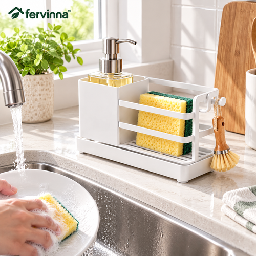 Fervinna All-in-One Sink Caddy with Soap Dispenser — product overview