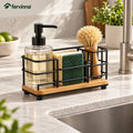 Fervinna Black Wire Sink Caddy with Bamboo Base — main lifestyle view