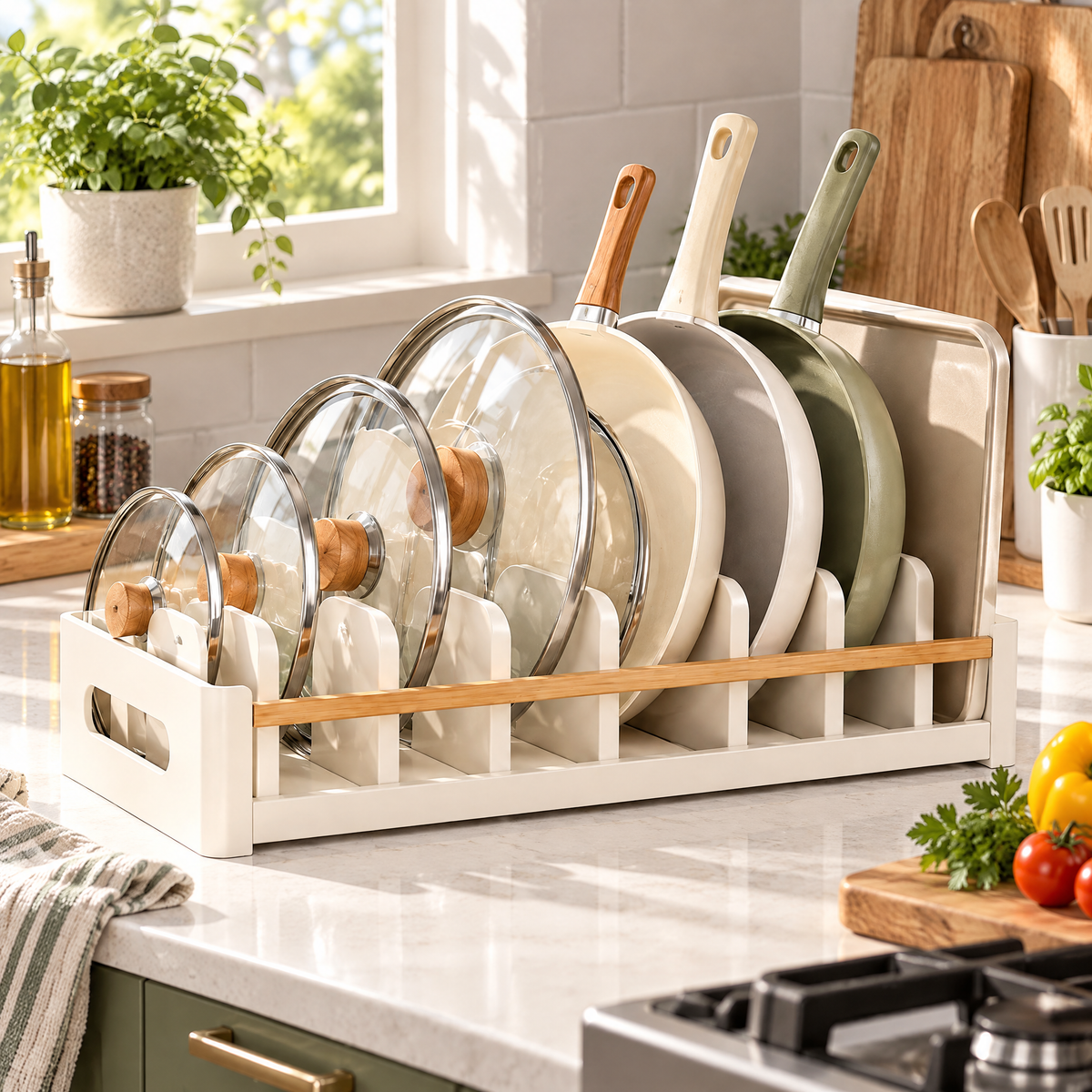 Fervinna Adjustable Pan & Lid Organizer Rack — alternate view
