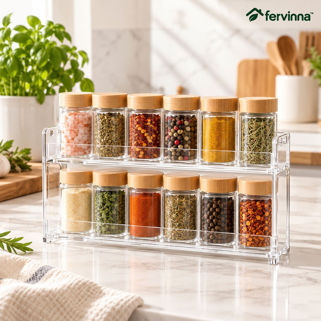 Fervinna Clear 2-Tier Spice Rack — main lifestyle view