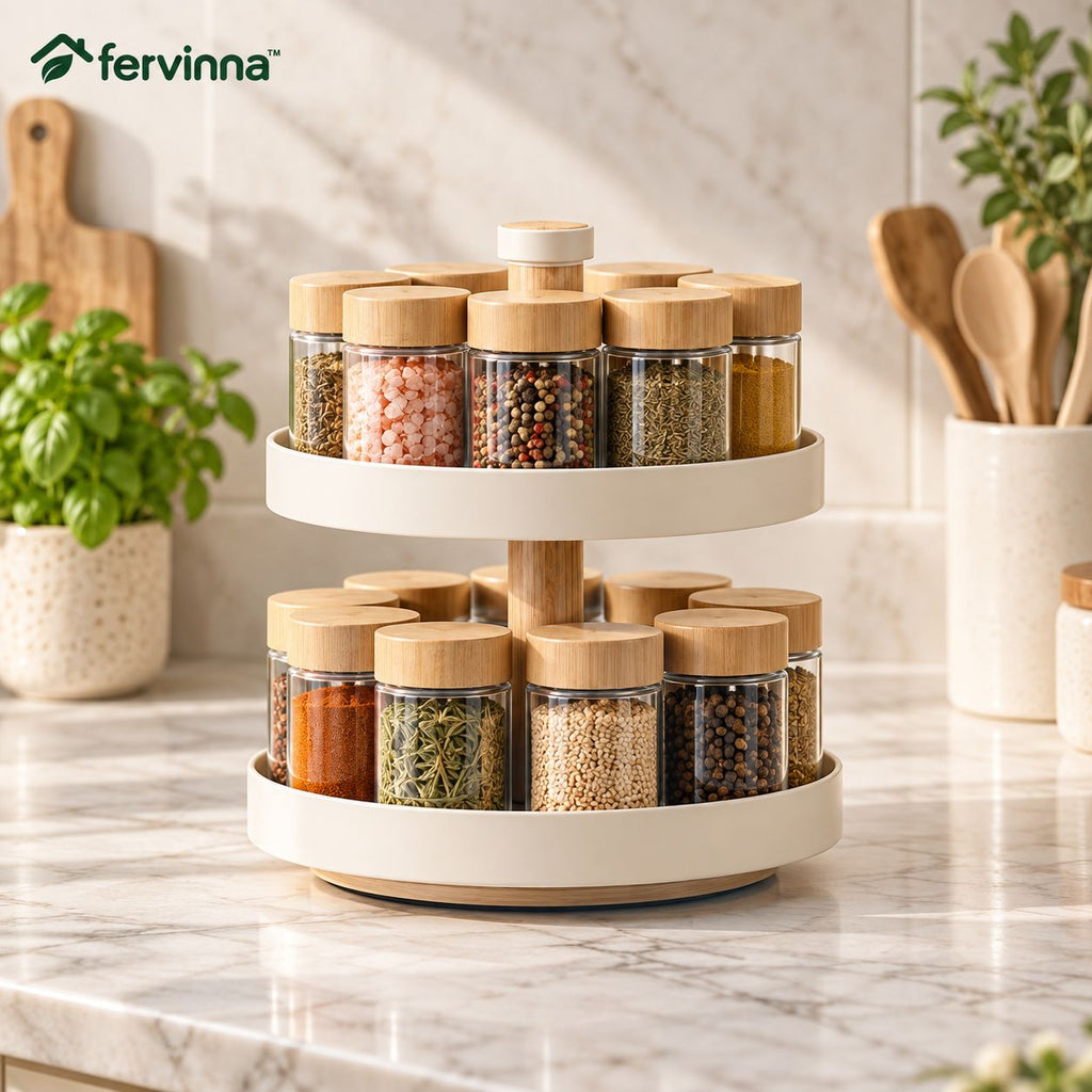 Fervinna 2-Tier Rotating Spice Organizer with Jars — main lifestyle view