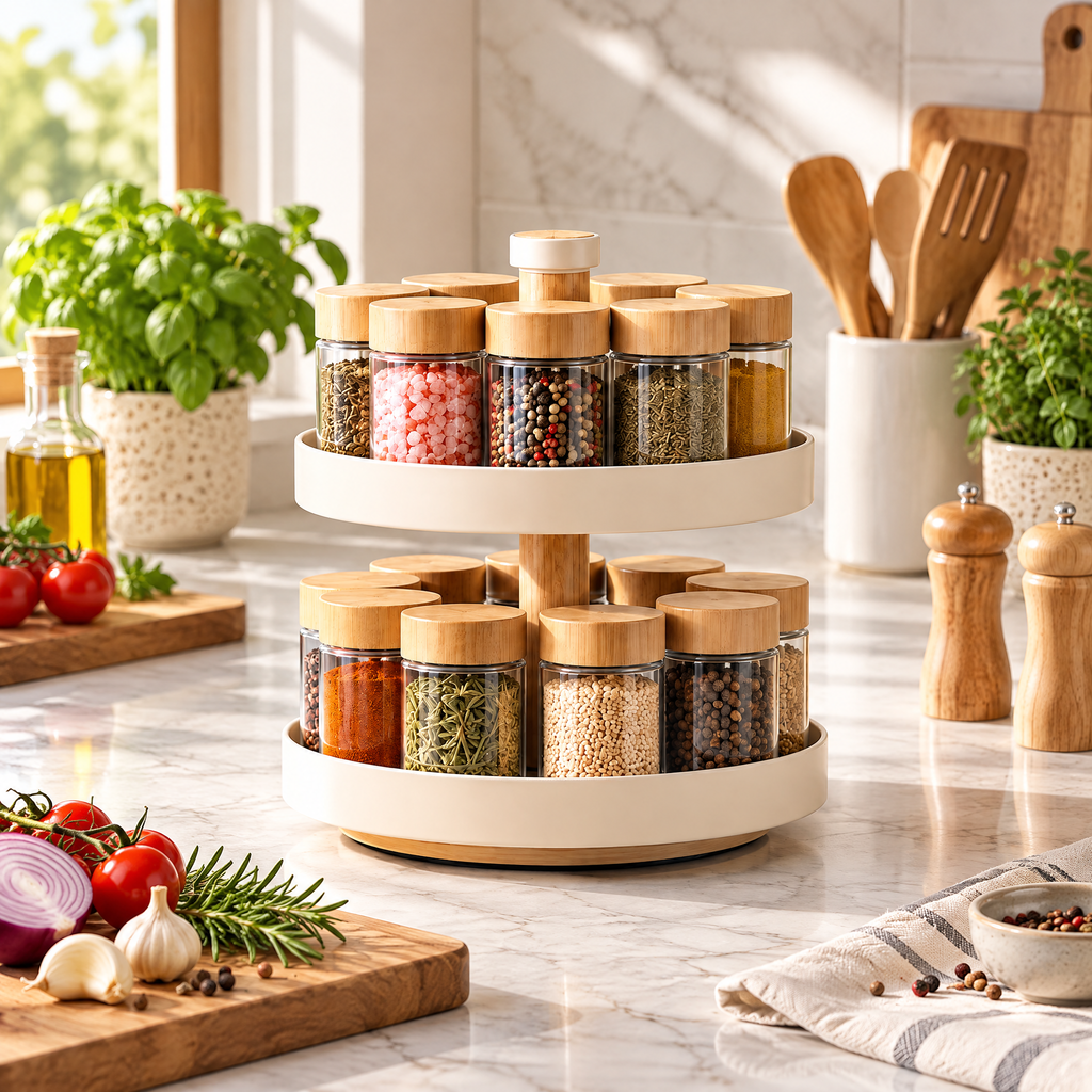 Fervinna 2-Tier Rotating Spice Organizer with Jars — alternate view
