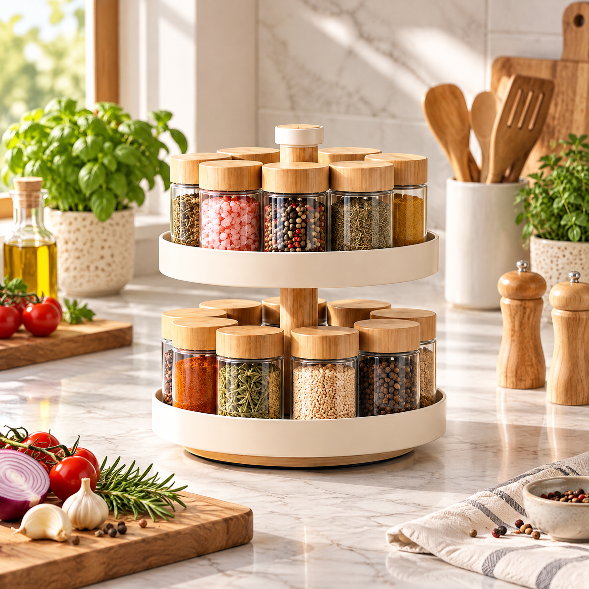 Fervinna 2-Tier Rotating Spice Organizer with Jars — alternate view