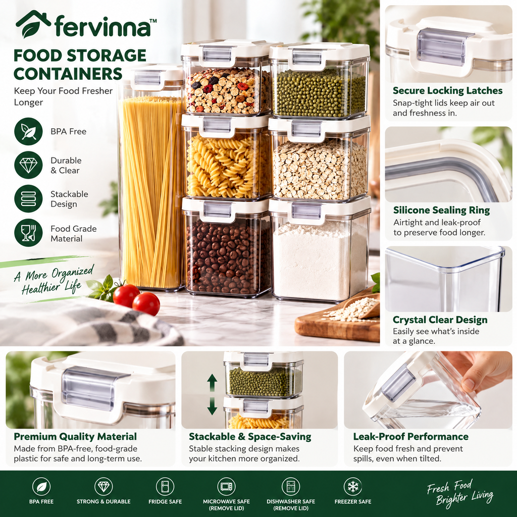 Fervinna Stackable Airtight Pantry Container Set — alternate view