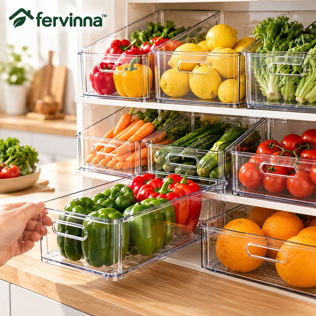 Fervinna Clear Produce Storage Bin Set — main lifestyle view