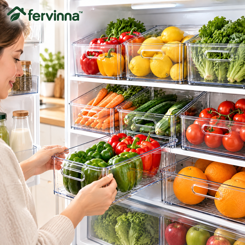 Fervinna Clear Produce Storage Bin Set — features and details