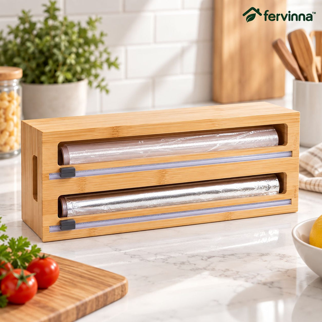 Fervinna Bamboo Double Roll Wrap Dispenser — main lifestyle view