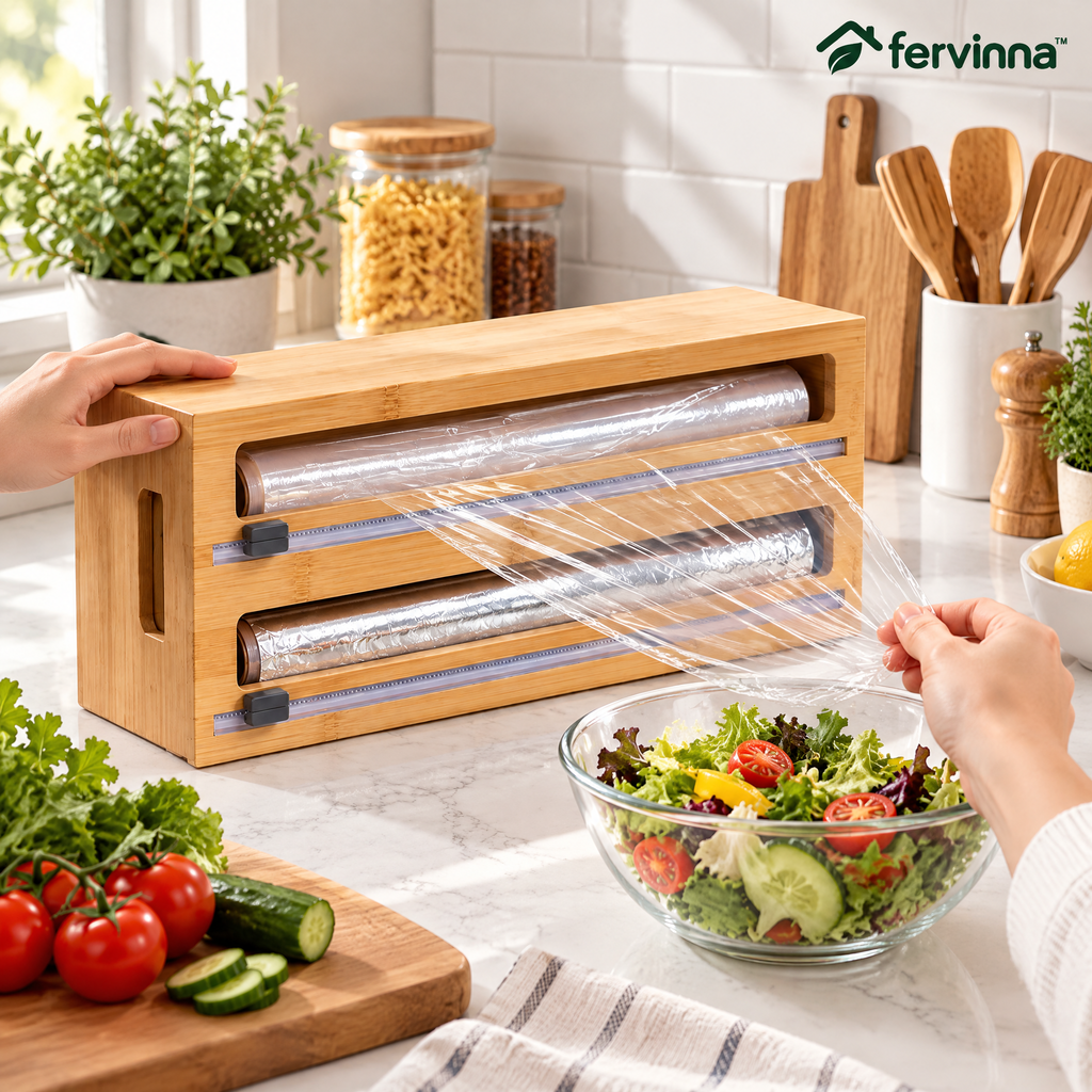 Fervinna Bamboo Double Roll Wrap Dispenser — product overview