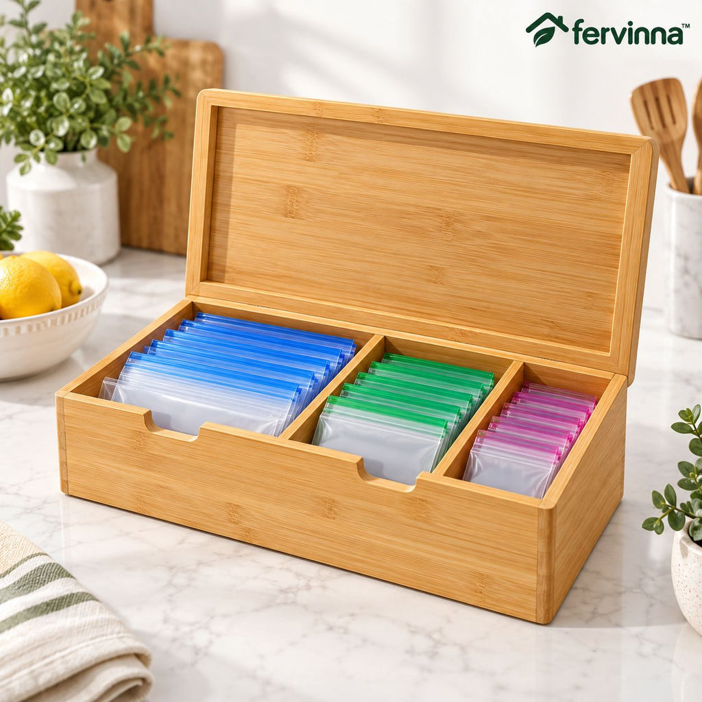 Fervinna Bamboo Food Storage Bag Organizer — main lifestyle view