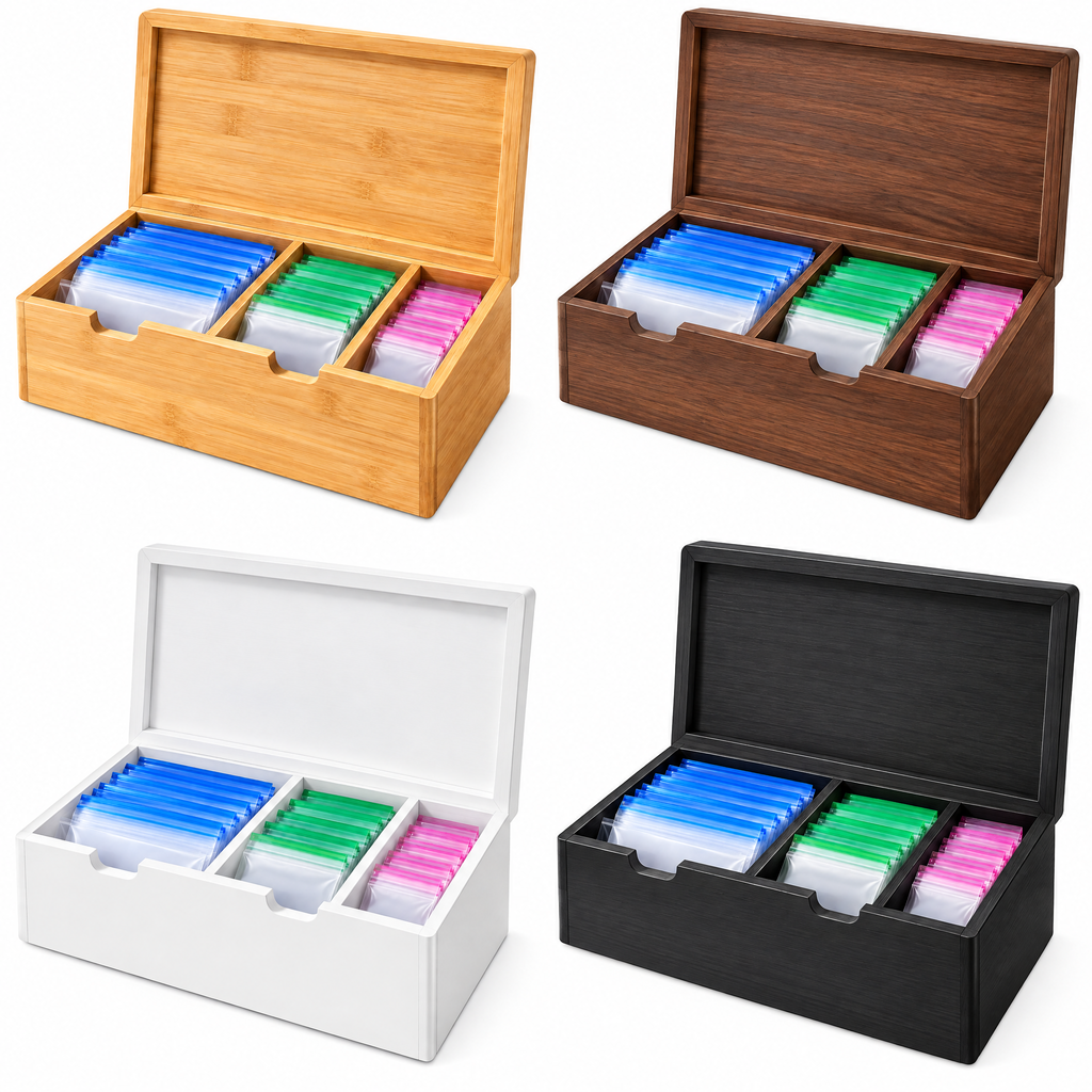 Fervinna Bamboo Food Storage Bag Organizer — in-use organization