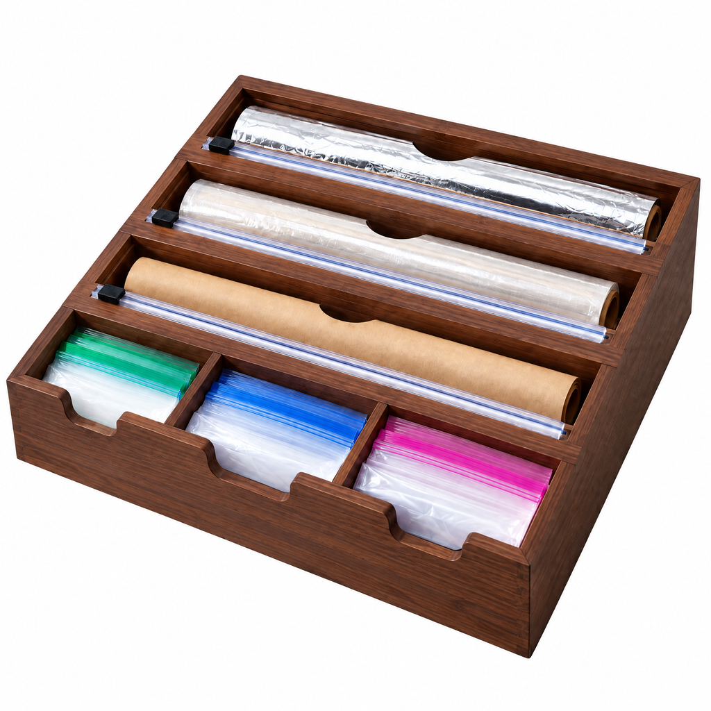 Fervinna Bamboo Wrap & Bag Organizer Station — features and details