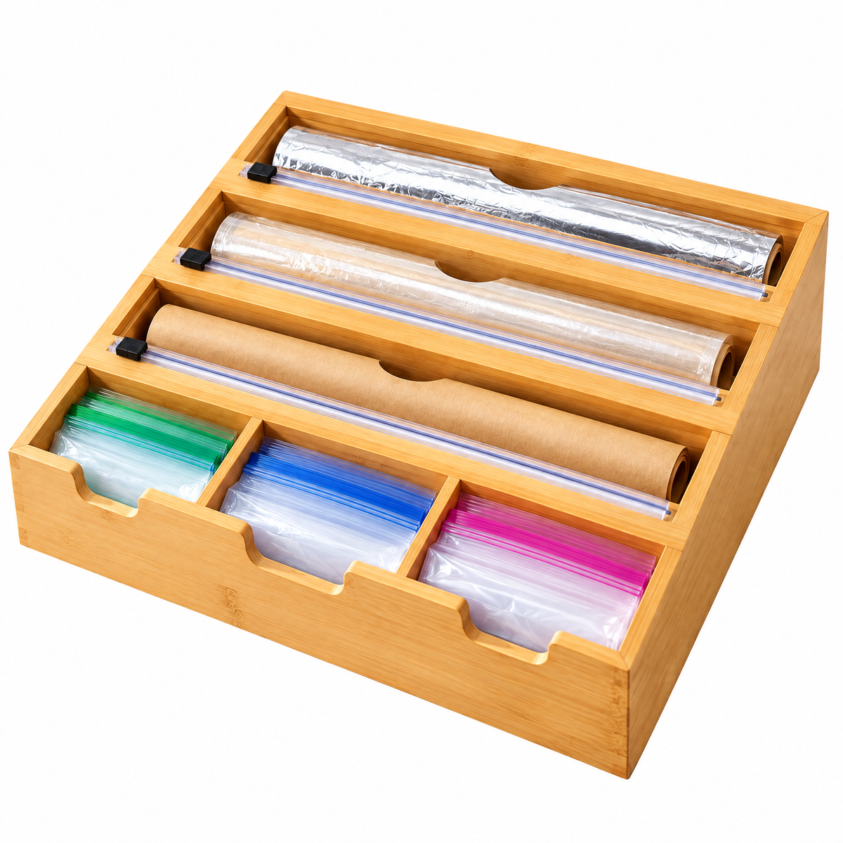 Fervinna Bamboo Wrap & Bag Organizer Station — alternate view