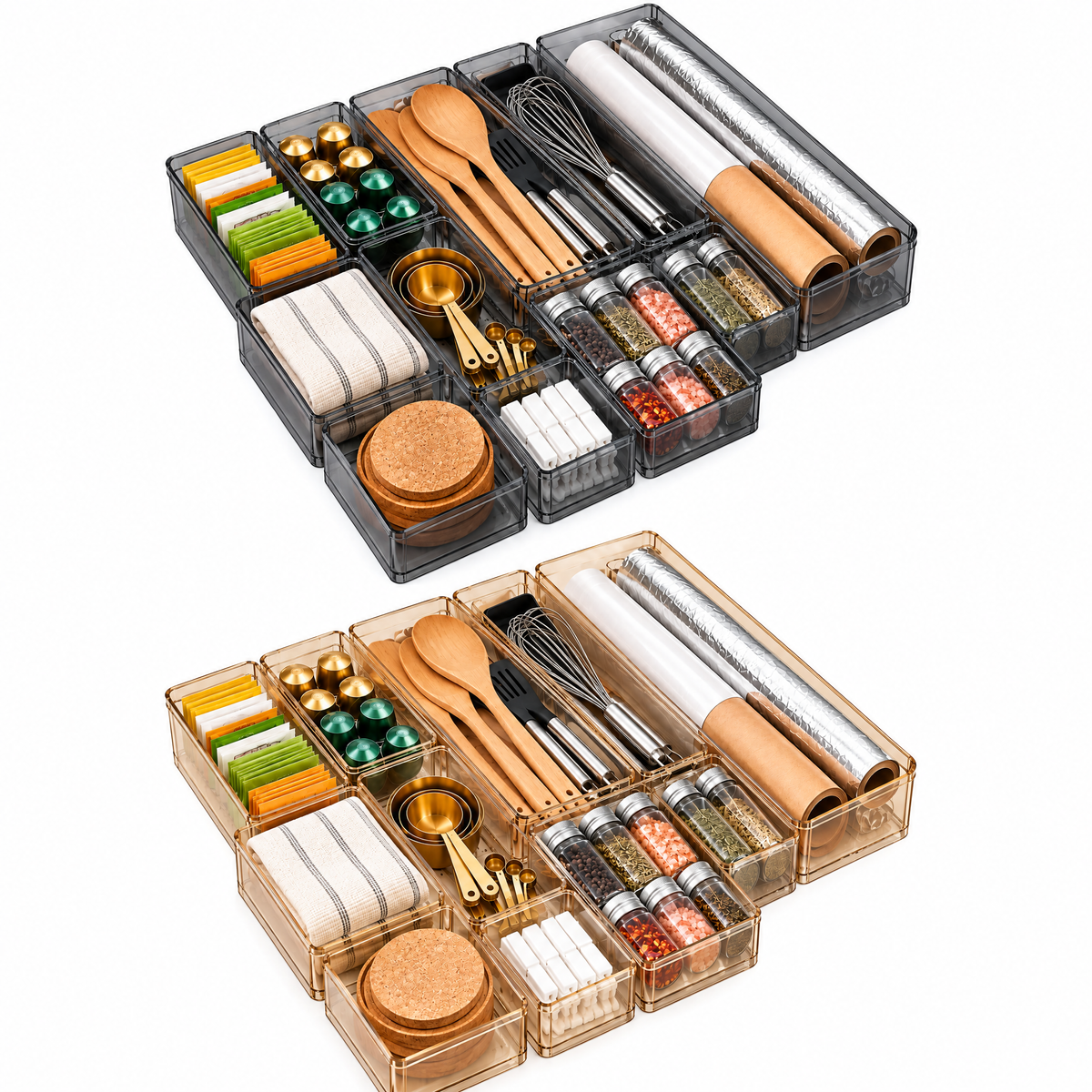 Fervinna Modular Clear Kitchen Drawer Organizer Set — product overview